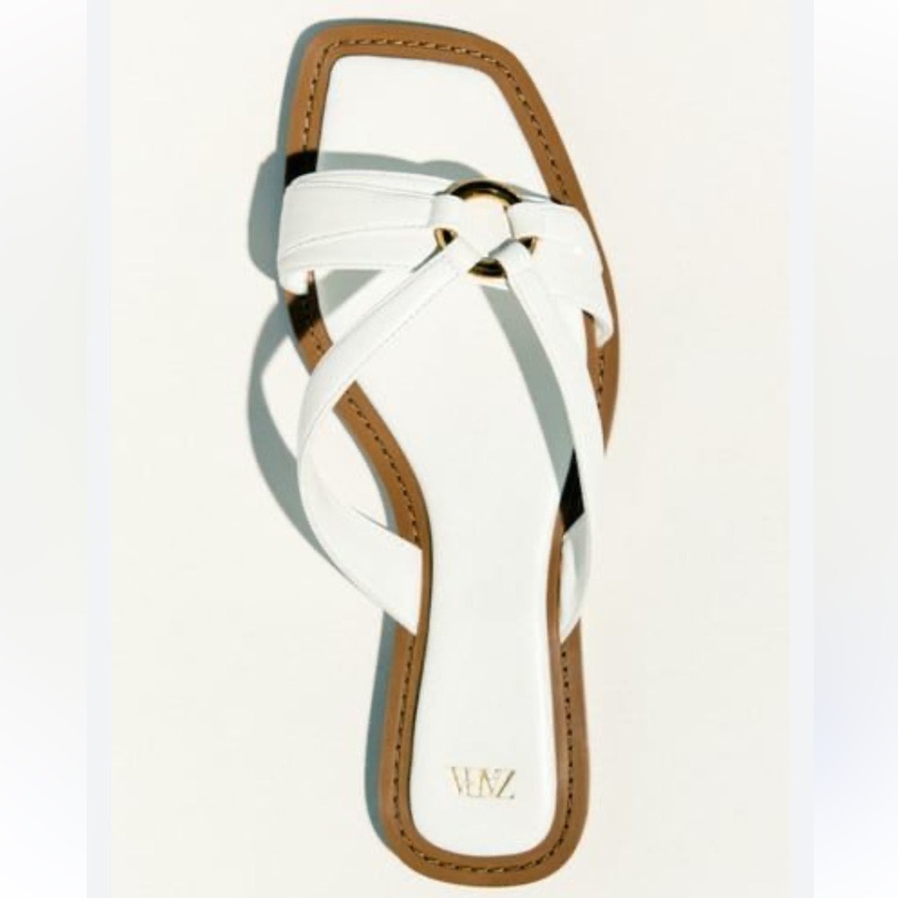 🤍✨ Zara White + Tan Sandals w/ Gold Detail | Effortless Luxe Summer Chic 👡🌞